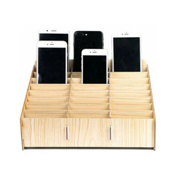 Universal wooden stand / organizer for phones with 24 compartments