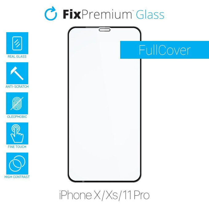 FixPremium FullCover Glass - Tempered Glass for iPhone X, Xs & 11 Pro