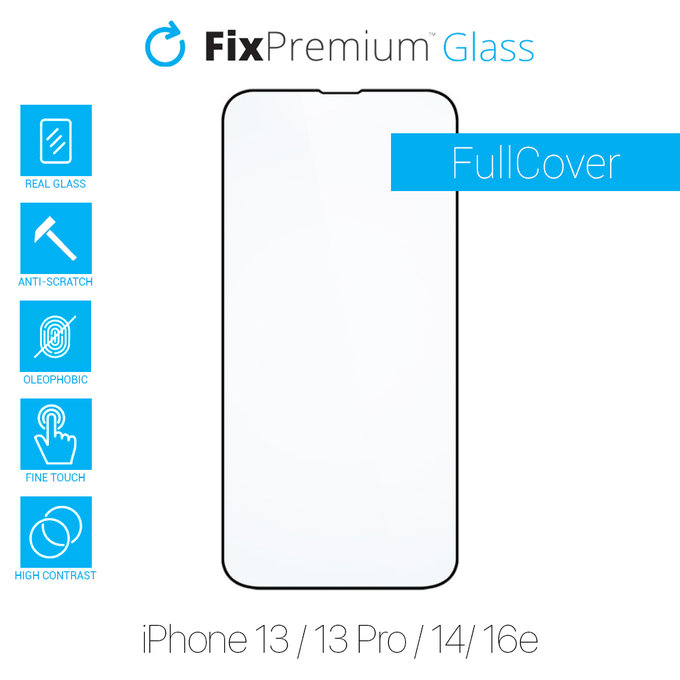 FixPremium FullCover Glass - Tempered Glass for iPhone 13, 13 Pro, 14 & 16e