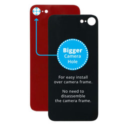 Apple iPhone SE (3rd Gen 2022) - Rear Housing Glass with Bigger Camera Hole (Red)