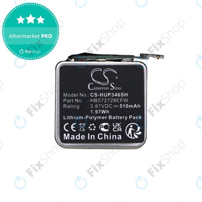 Battery for Huawei Watch GT3 Pro 46mm, 510mAh, Li-Pol, 3.87V, HB572728EFW, HQ