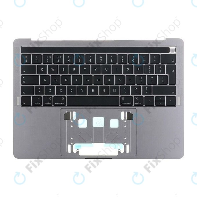 Apple MacBook Pro 13 A1989 2018 2019 Top Case Keyboard UK Touch Bar Microphone Speakers Space Gray FixShop